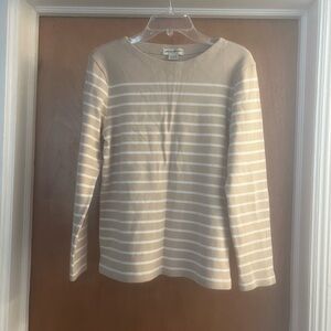 Eddie Bauer Women’s Camel and White Striped Long Sleeve Sweater